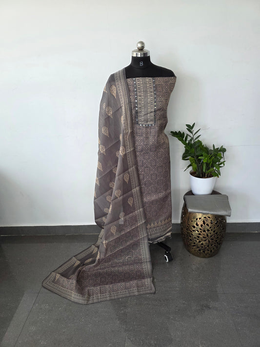 Tissue silk set -  grey checked