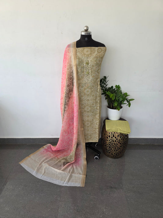 Premium linen cotton set - light green