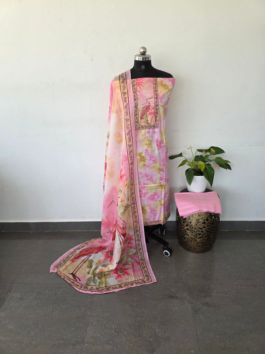 Pure cotton set - pink crane