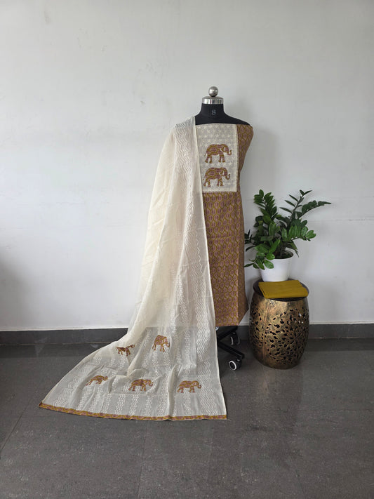 Premium applique cotton set - Mehandi green