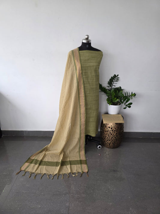 Pure handloom cotton set - Green