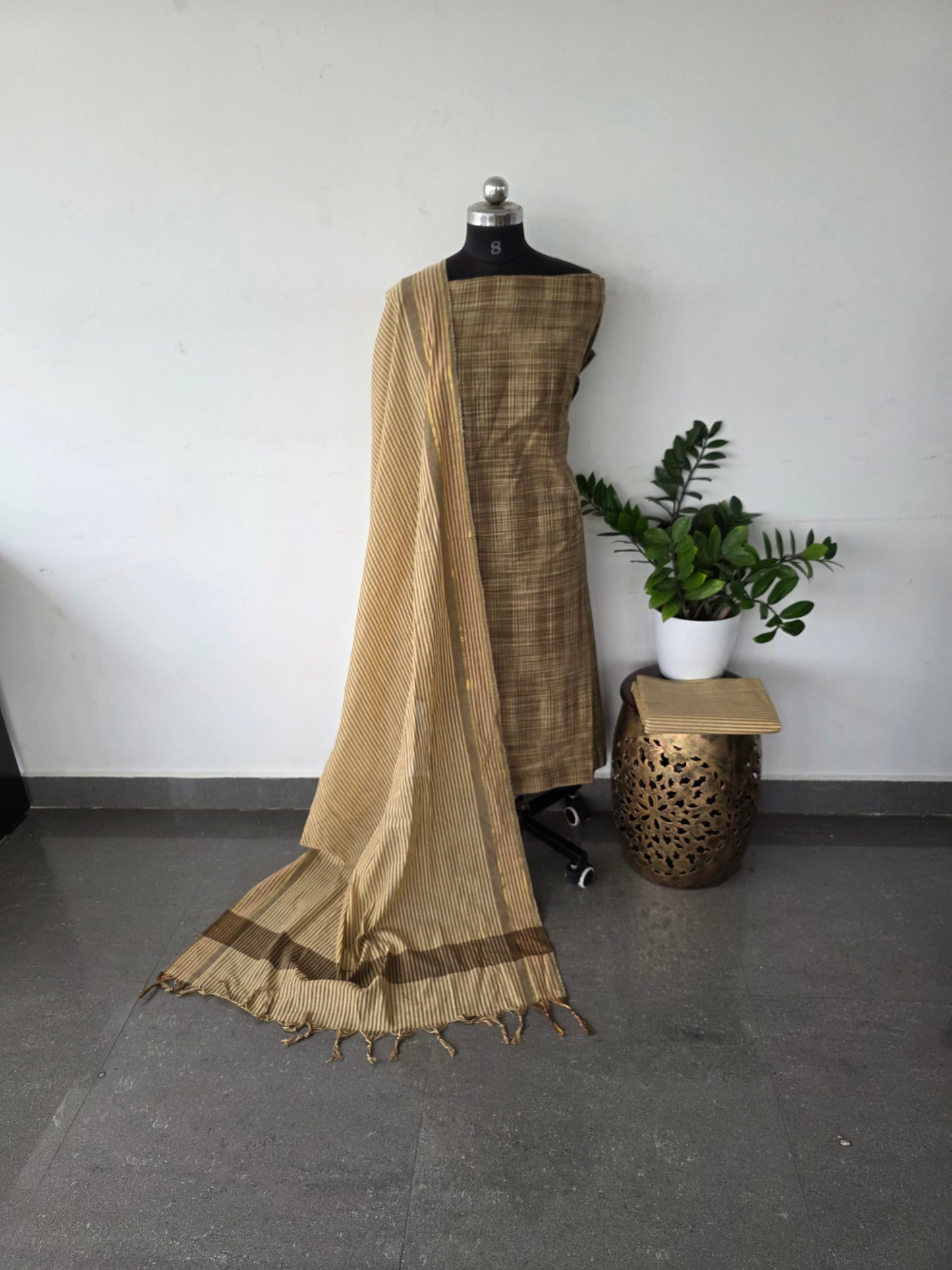 Pure handloom set cotton - Mahandi green