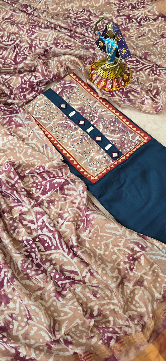 Premium satin cotton set - Navy blue