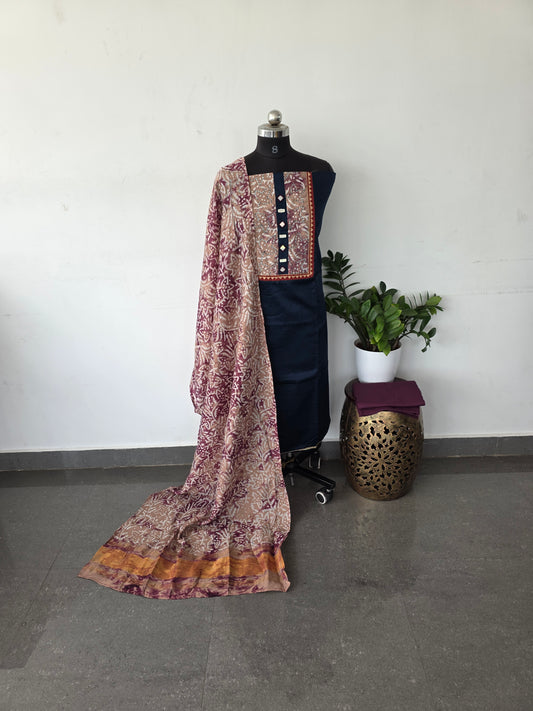 Premium satin cotton set - Navy blue