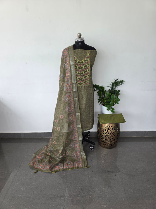 Premium linen cotton set - green