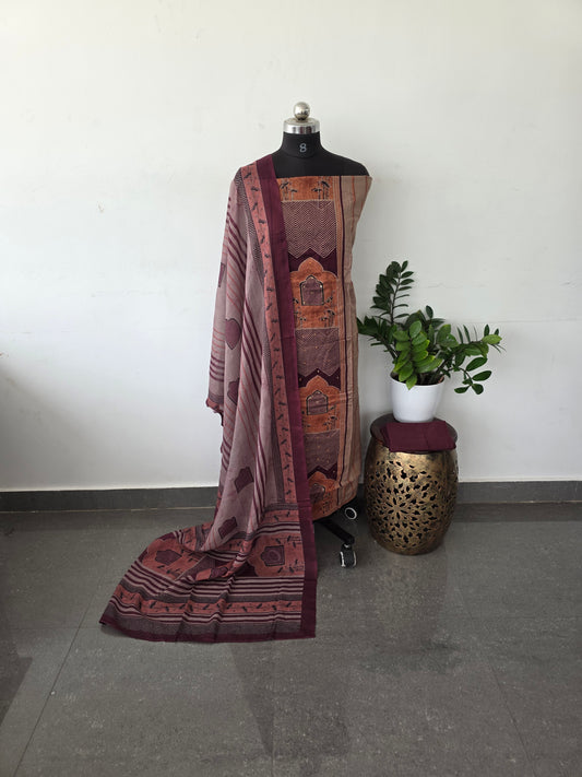 Premium ajrakh cotton set - Maroon