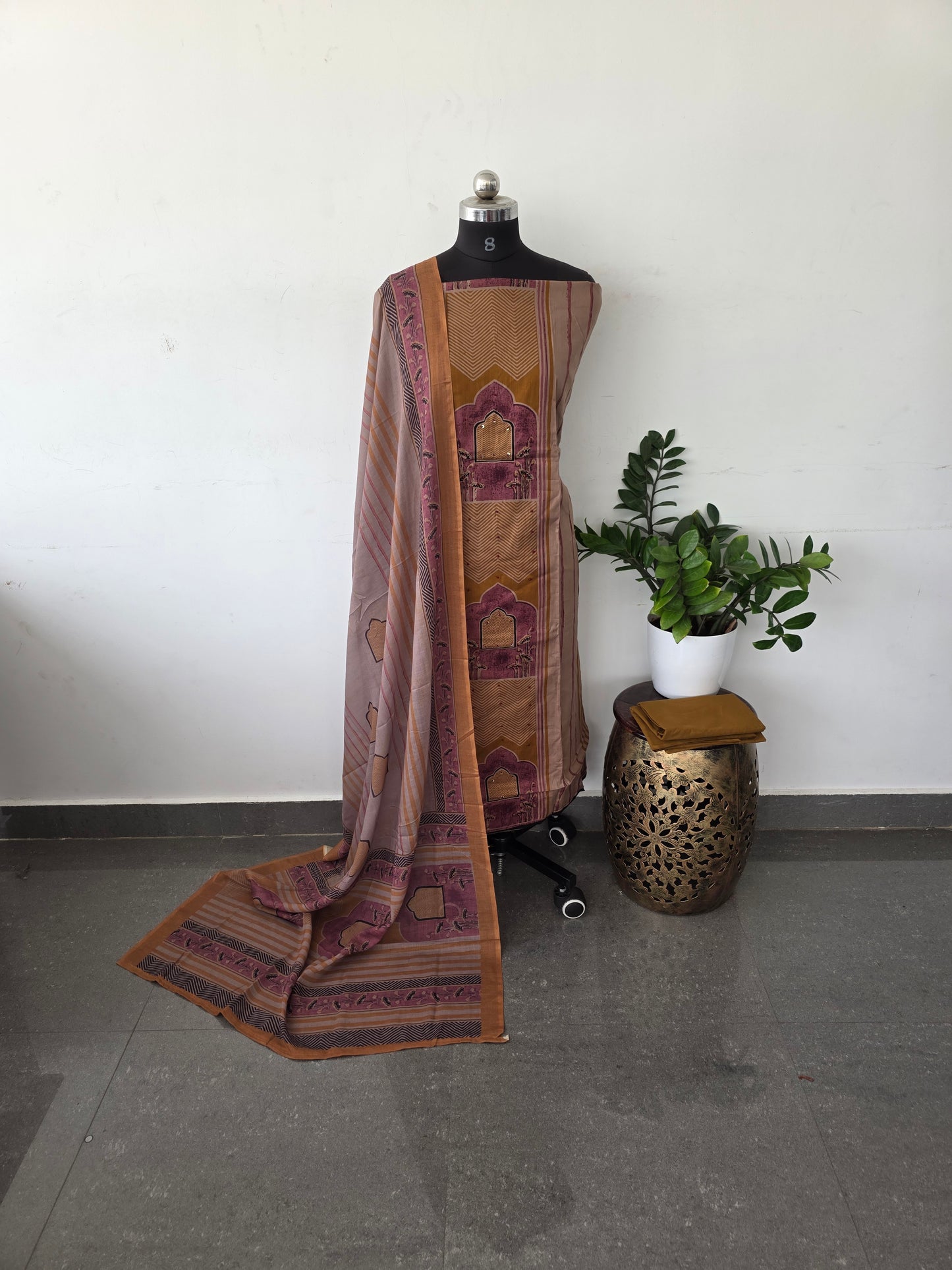 Premium ajrakh cotton set - Mustard