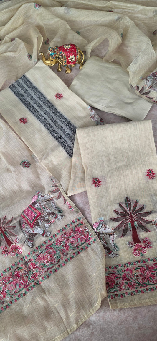 Premium jamdhani silk cotton set - JM1