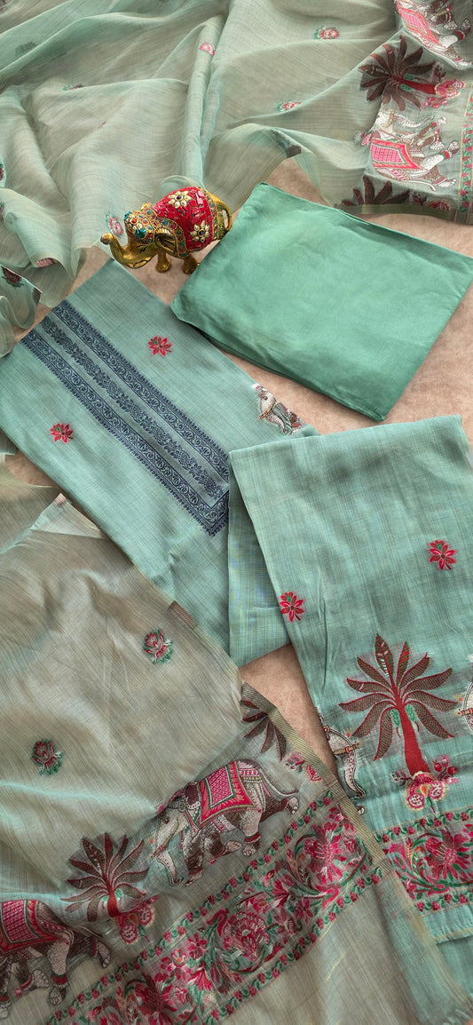 Premium jamdhani silk cotton set - JM3