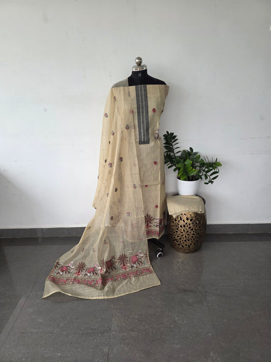 Premium jamdhani silk cotton set - JM1