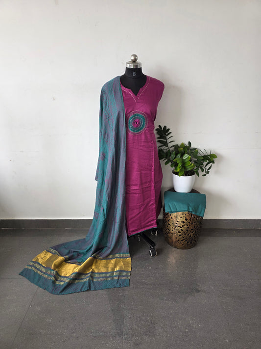 Premium jam cotton set - Voilet with grey