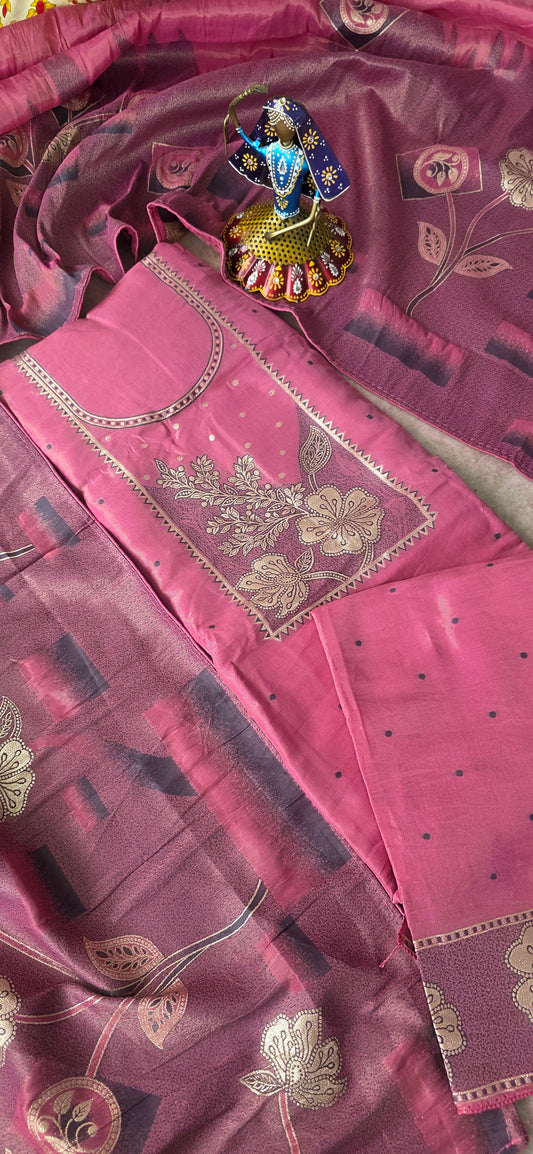 Premium fancy soft silk set - Pink