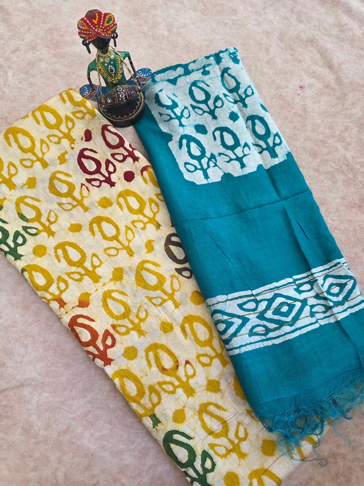 Premium maheswari batik cotton set - tealgreen6