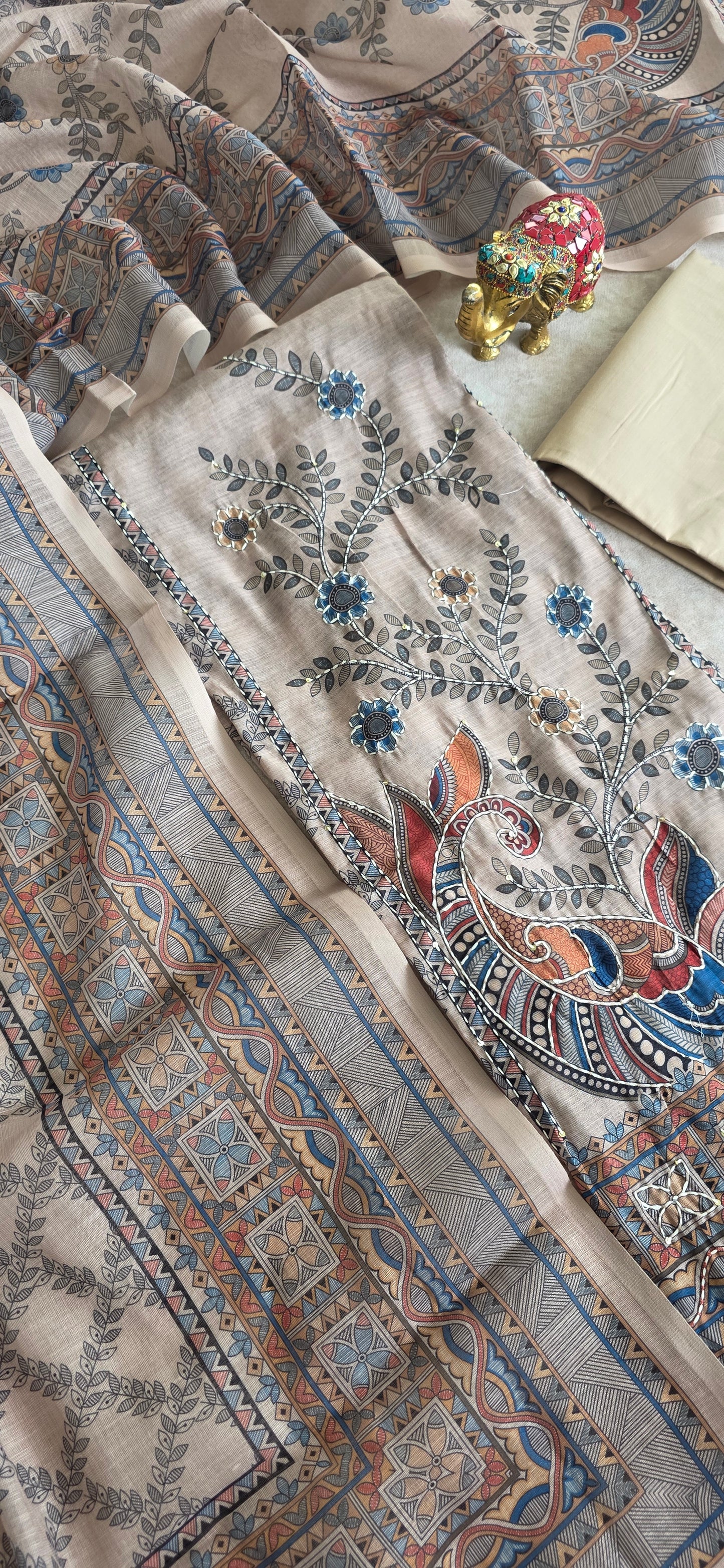 Premium linen cotton set - madhubani 3