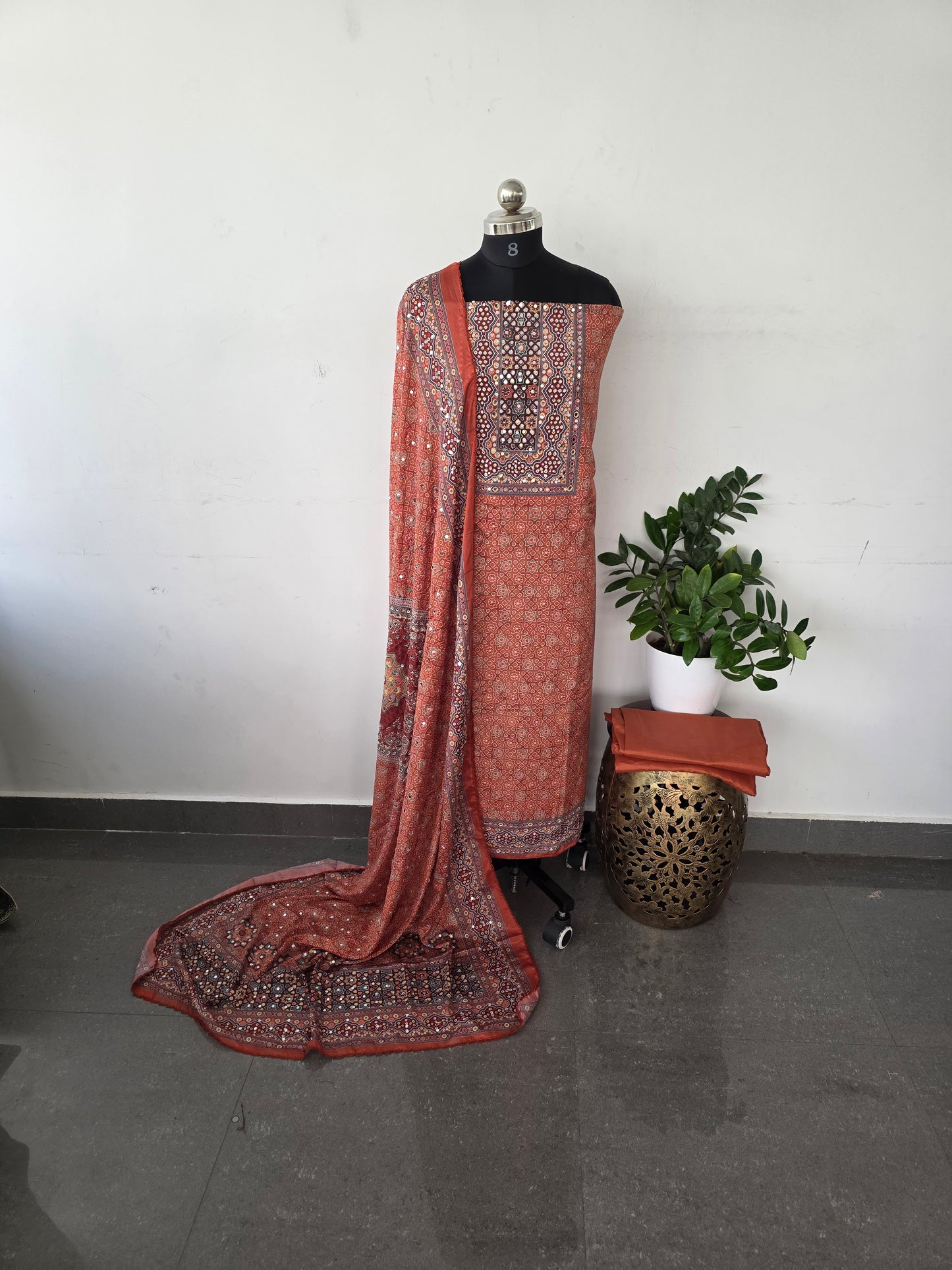 Party wear mirror muslin silk set - gg1