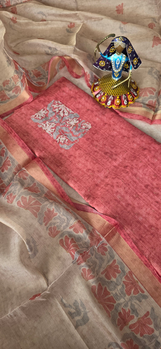 Premium simmer organza silk set - Peach