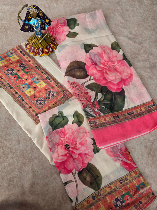 Premium linen cotton set - FLOWER