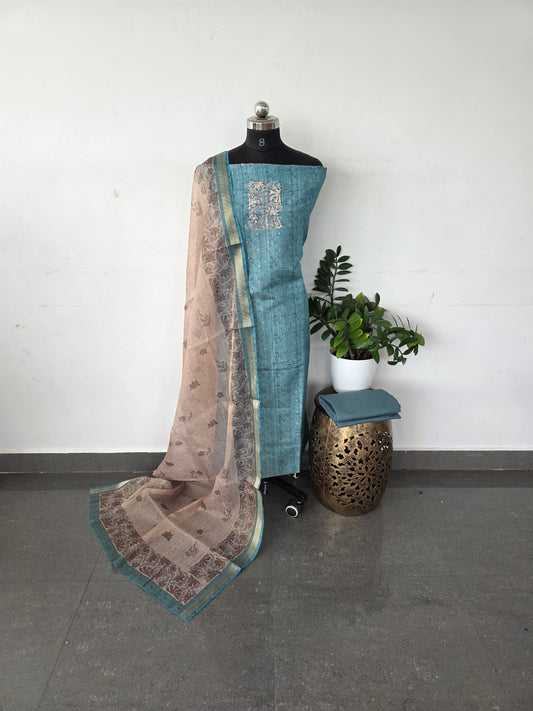 Premium simmer organza silk set - Sky blue