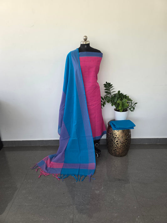 Pure handloom cotton set - PINK