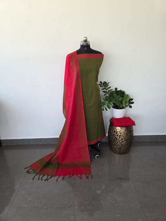 Pure handloom cotton set - GREEN