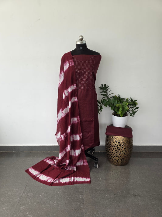 Soft cotton top with batik silk shawl - cb5