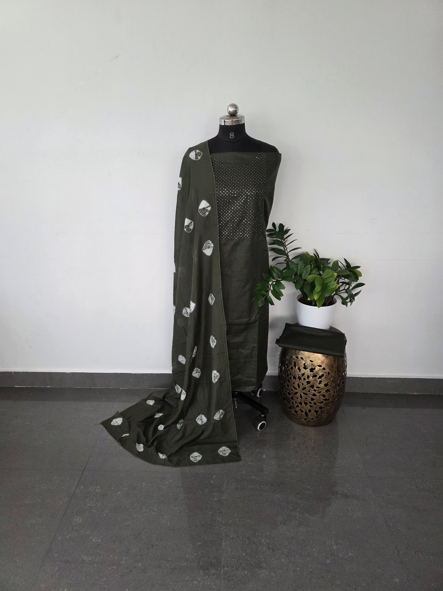Soft cotton top with batik silk shawl - cb8