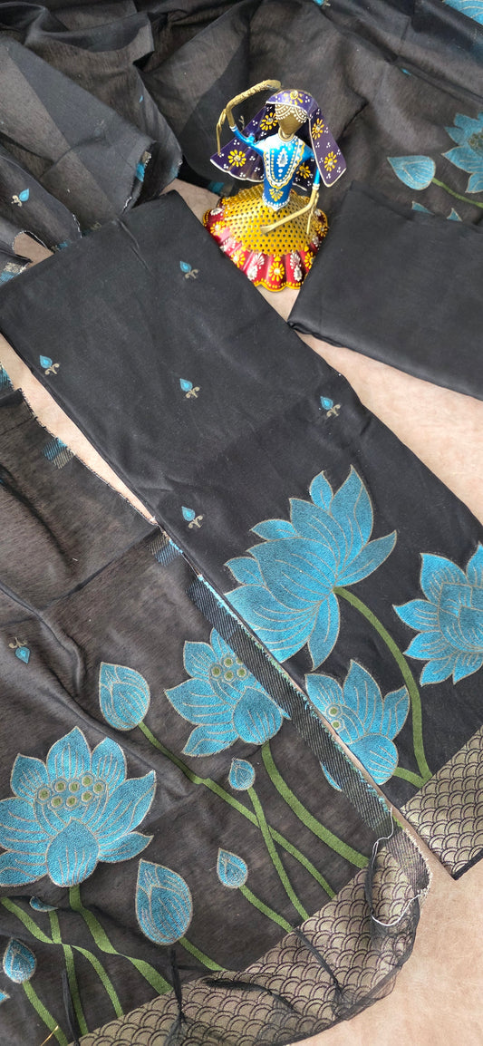 Lotus jamdhani silk cotton set - lotus1