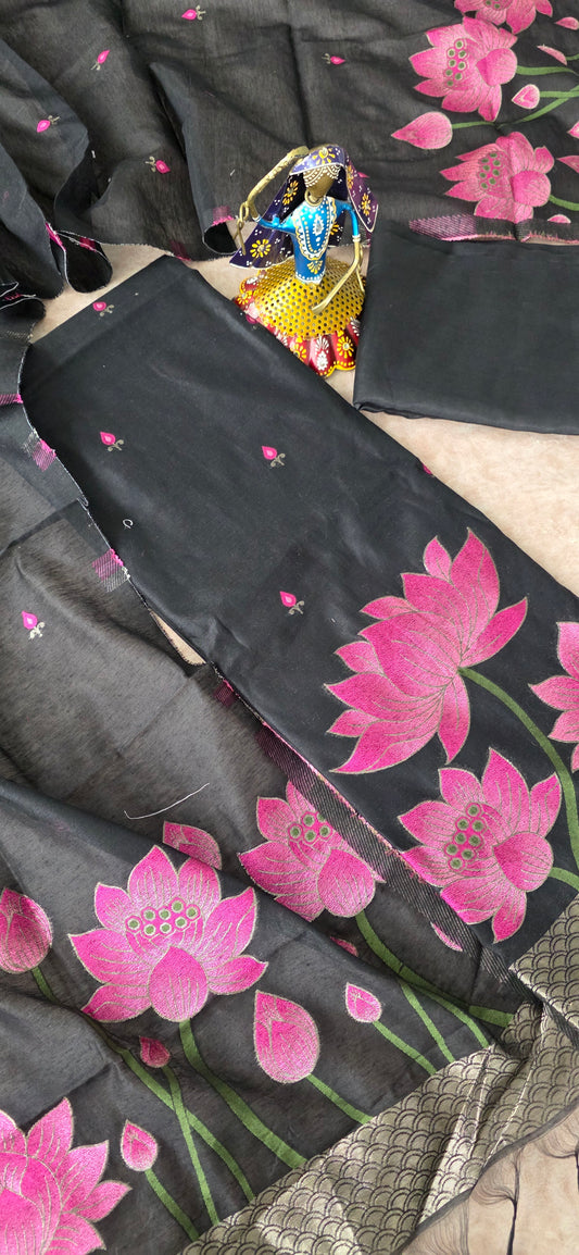 Lotus jamdhani silk cotton set - lotus2