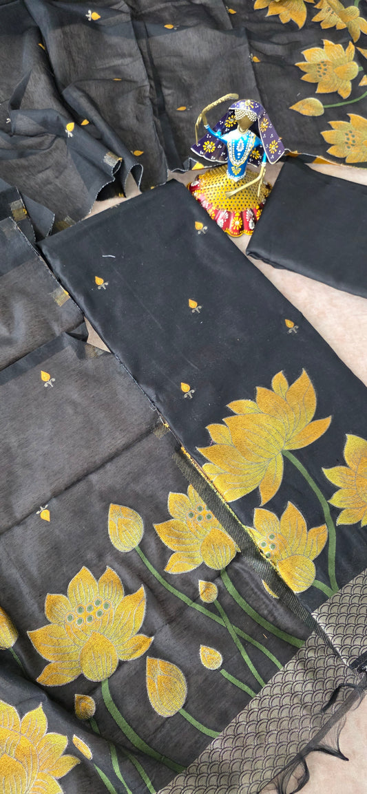 Lotus jamdhani silk cotton set - lotus3