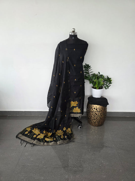 Lotus jamdhani silk cotton set - lotus3
