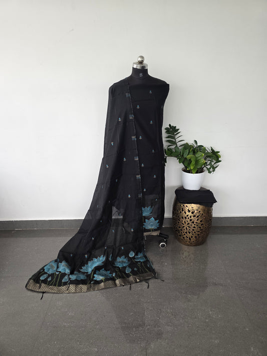 Lotus jamdhani silk cotton set - lotus1