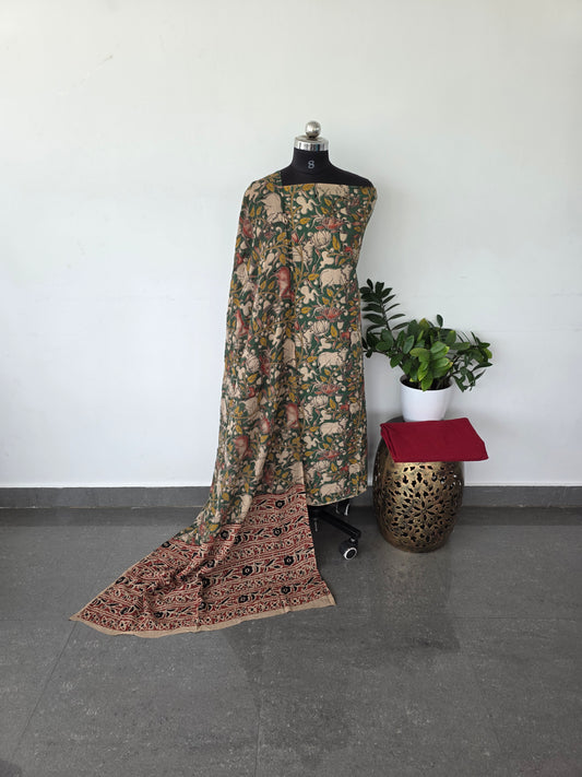Authentic pure kalamkari cotton set - maroon2