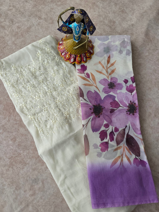 Fancy soft silk set - voilet