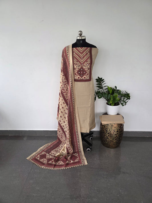 Premium soft ajrakh silk set - AJ6