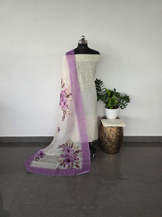 Fancy soft silk set - voilet