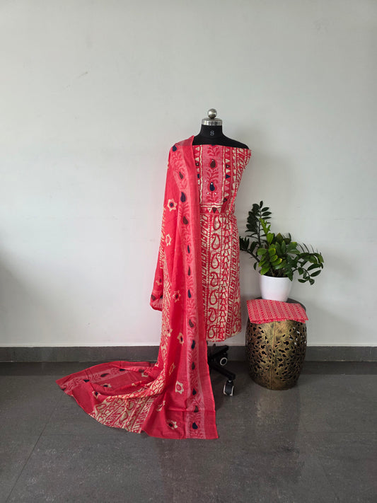 Regular/office wear pure cotton set - pink