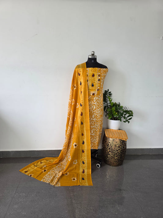 Regular/office wear pure cotton set - yellow