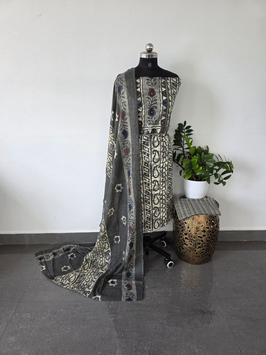 Regular/office wear pure cotton set - gray