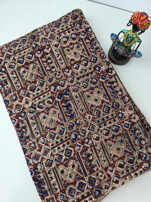 handblock pure kalamkari cotton running material (1 meter)- KM33