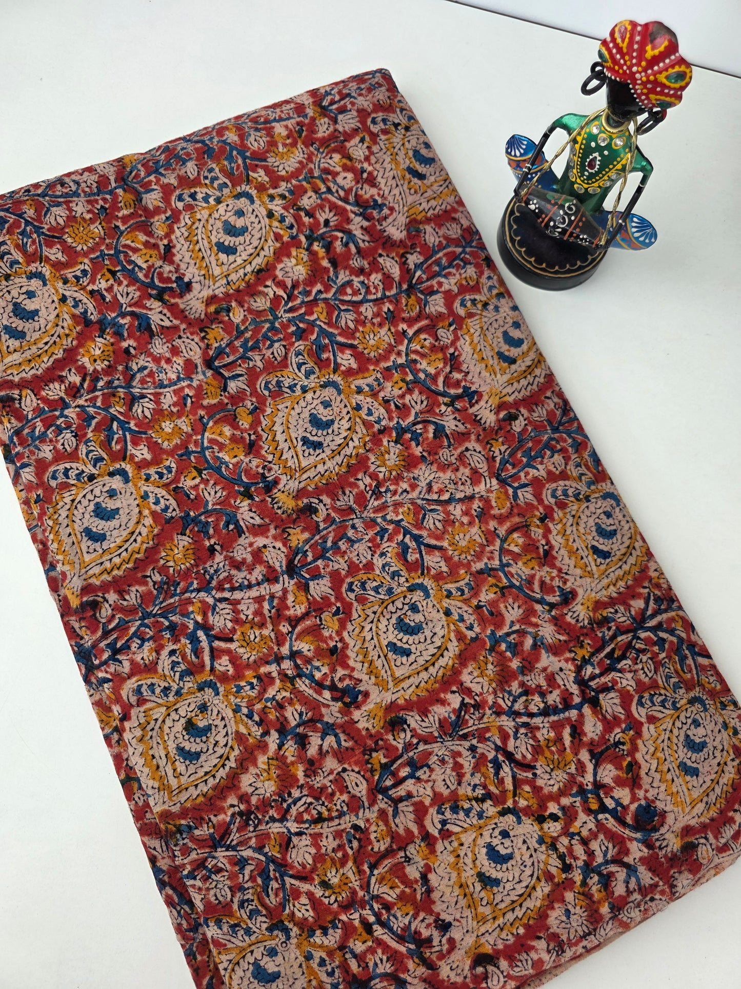 handblock pure kalamkari cotton running material - KM29