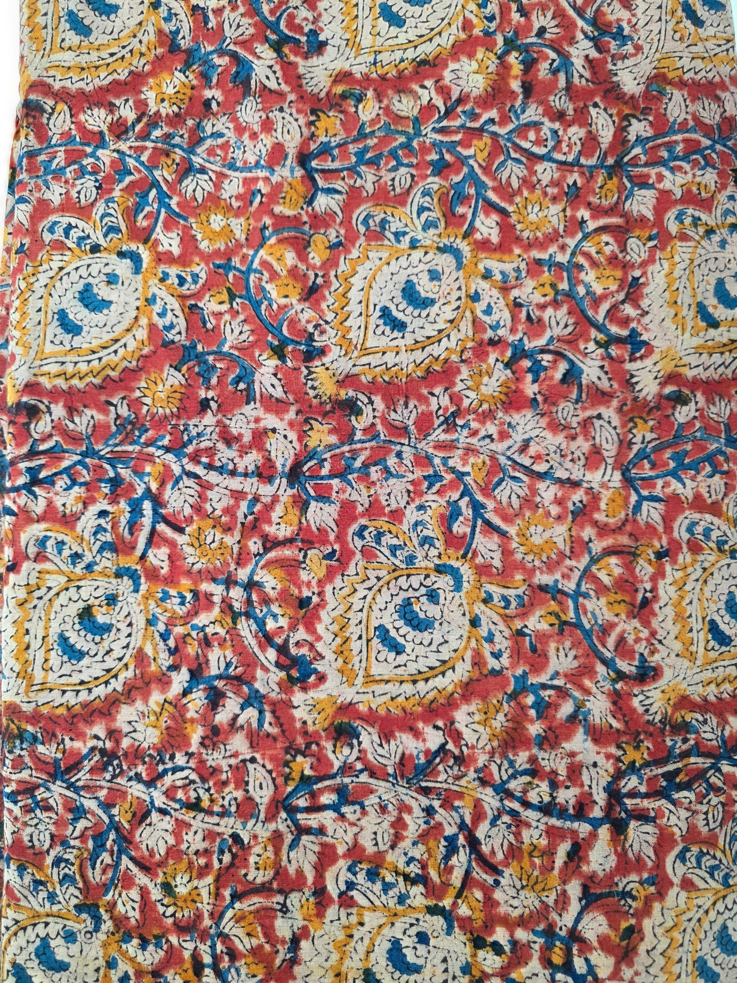 handblock pure kalamkari cotton running material - KM29