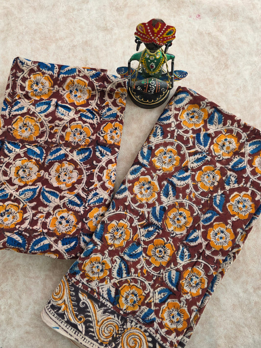 Handblock pure kalamkari cotton set - HK28