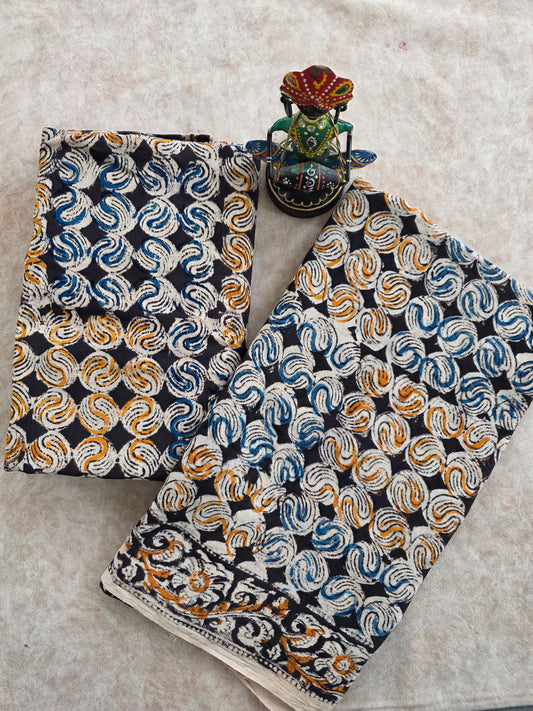 Handblock pure kalamkari cotton set - HK31