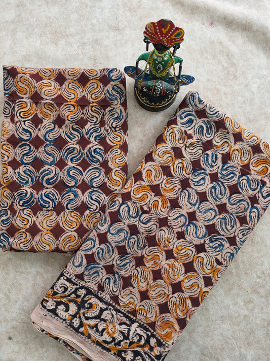 Handblock pure kalamkari cotton set - HK33