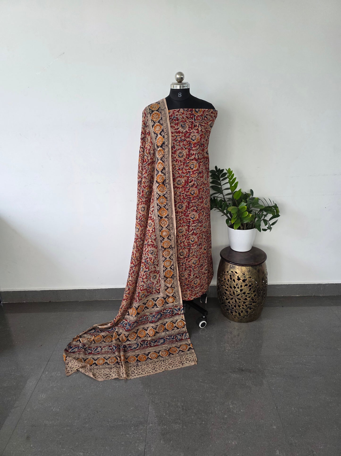 Handblock pure kalamkari cotton set - HK30