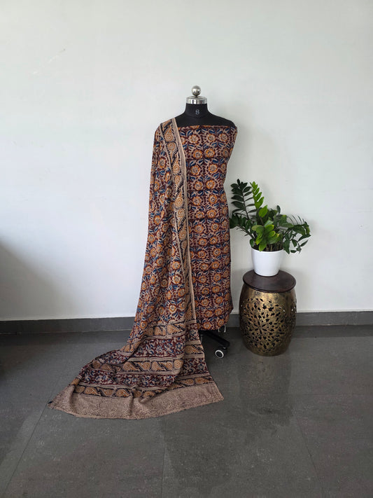 Handblock pure kalamkari cotton set - HK28