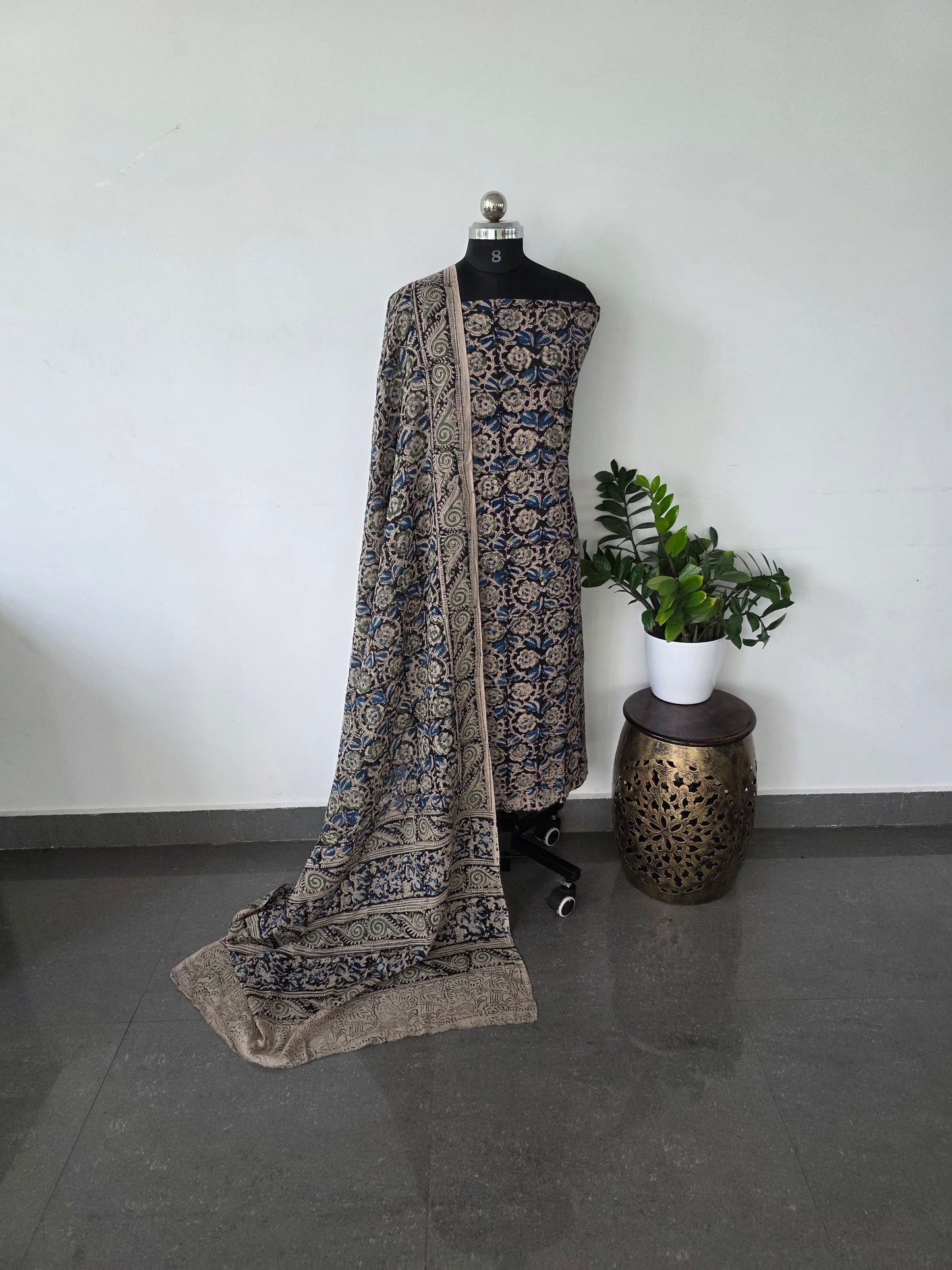 Handblock pure kalamkari cotton set - HK34