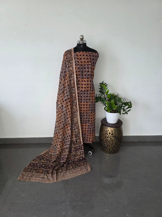 Handblock pure kalamkari cotton set - HK33