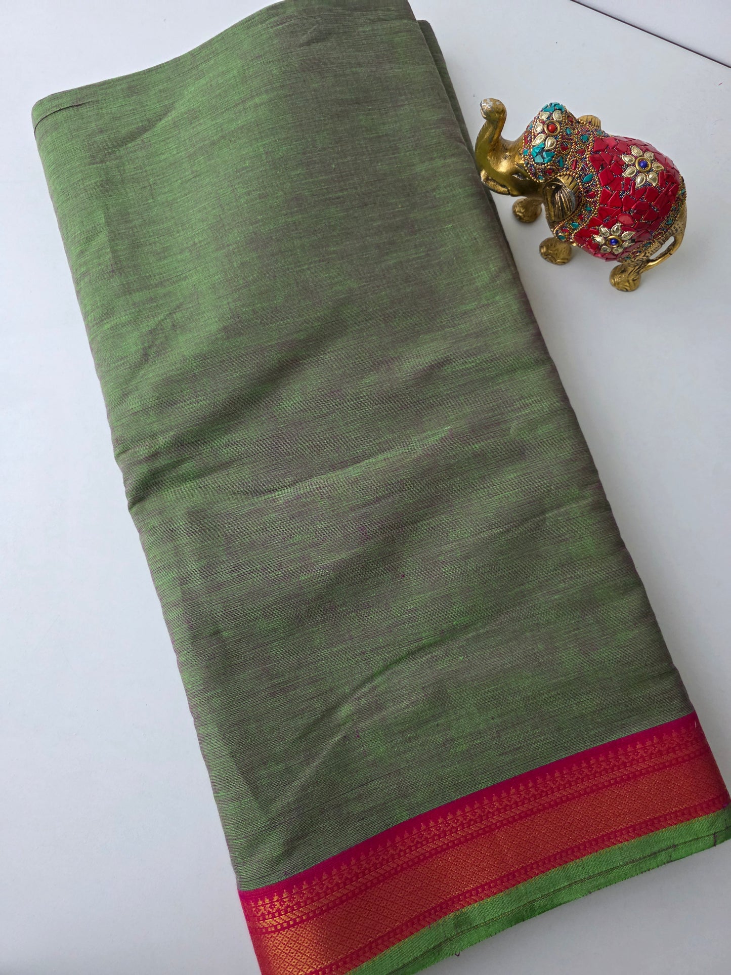 Handloom cotton with mangalagiri border - MM3