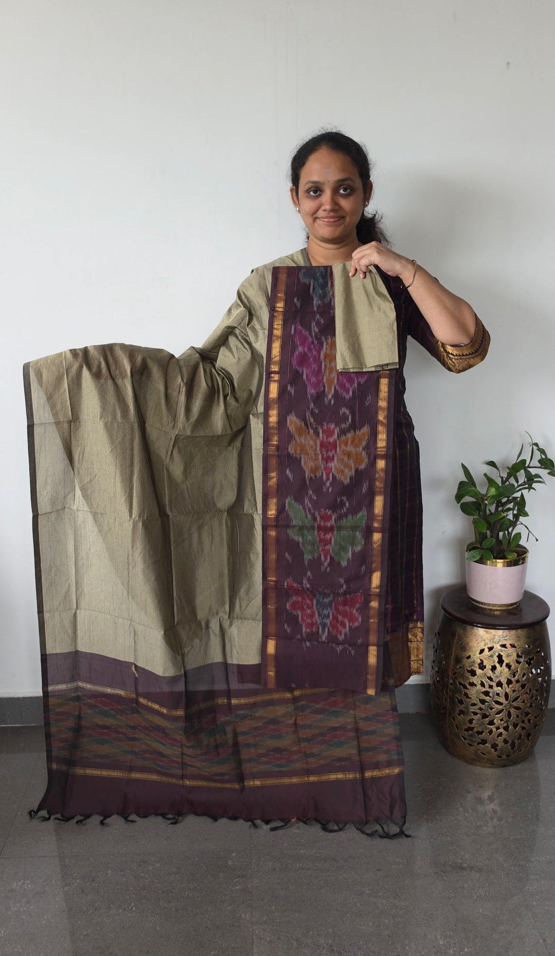 Pochampally sico set with ikkat damn -SZ501